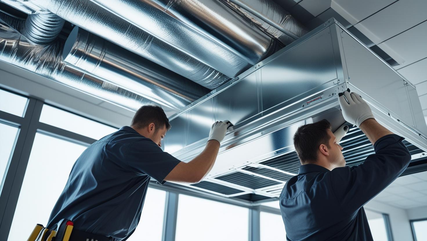 Técnicos realizando mantención de sistemas de climatización